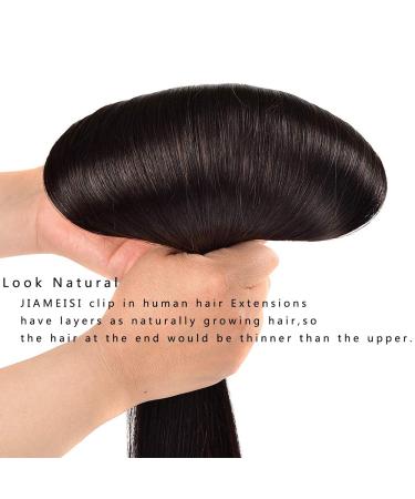 Double Weft Remy Human Hair Clip In Extensions 12 Inch #1B Natural Black - 70g 7pcs Silky Straight - Pack of 7 - Shop Now! - Buy Online on SooperMarket.com