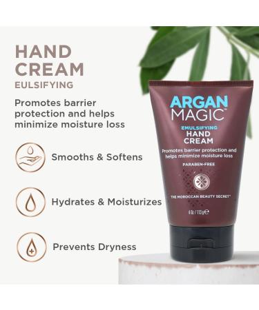 Argan Magic Hydrating Hand Cream with Argan Oil, Vitamin E & Chamomile | Moisturizing, Made in USA, Paraben & Cruelty Free - 4 oz - Buy Online on SooperMarket.com