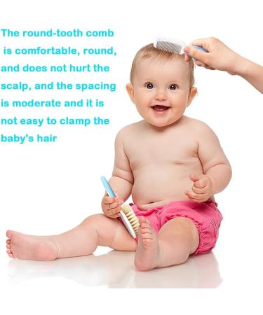 Baby Hair Brush and Comb Set - Soft Natural Bristles - Shower Gift - Blue - Buy Online on SooperMarket.com