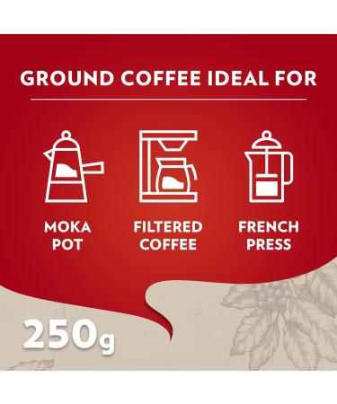 Lavazza Qualita Rossa Ground Coffee Blend Bag Espresso Medium Roast 12 x 250g Bricks - Perfect for Coffee Lattes Cappuccino and More - 3KG Ground Coffee - Buy Online on SooperMarket.com
