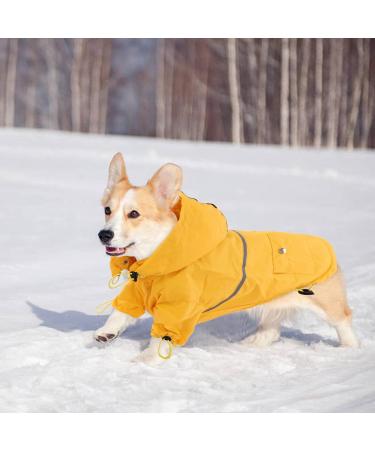 FUAMEY Dog Rain Coat | Lightweight Waterproof Rain Jacket with Transparent Brim | Reflective Dog Rain Poncho | Leash Hole | Yellow Slicker Raincoat for Small Medium Dogs Cats | Large Breed (14-23lb) - Buy Online on SooperMarket.com