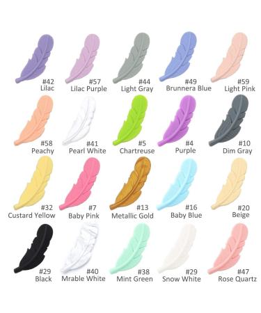 Weekjoey 20Pcs Feather Silicone Beads Jewelry Making DIY Bracelet Necklace Pendant - Soft Colorful Loose Beads in 20 Colors for Handmade Supplies - Buy Online on SooperMarket.com