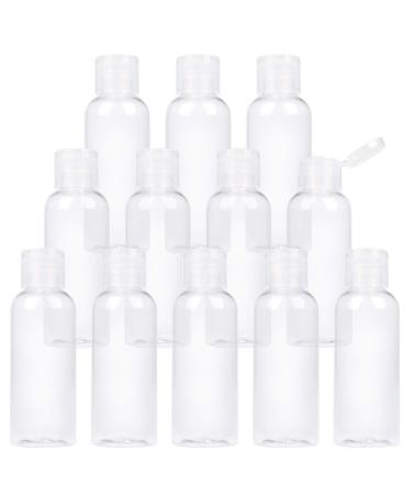 TRENDBOX 12 Pack Plastic Empty Bottles with Flip Cap for Shampoo Lotions Liquid Body Soap Cream (2 oz / 60 ml) 12 Count (Pack of 1)