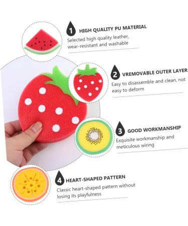 NOLITOY 4 Pcs Natural PU Sponge Brush Set for Newborns & Kids - Red Bath Wipe & Foam Body Sponges for Gentle Cleaning - Buy Online on SooperMarket.com