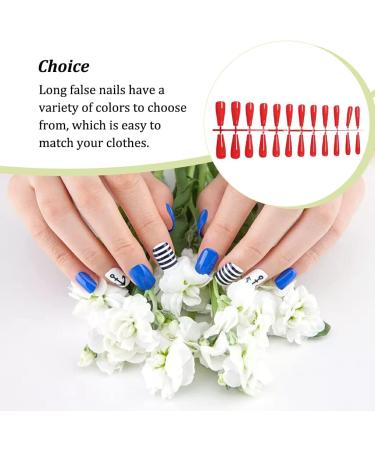Dajidafu Coffin Nail Set Glossy Classic Scratch Resistant Press-on Fingernails Strong Viscosity Trend Manicure Stickers Type 14 - Buy Online on SooperMarket.com