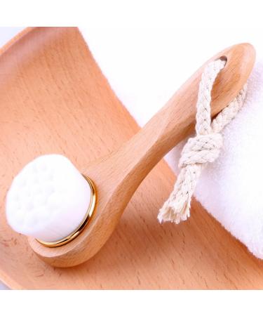 Facial Cleansing Brush Manual Face Brush Bamboo Charcoal Bristles Wooden Handle Deep Pore Exfoliation Wash Makeup Massaging Brush Manual Face Brush - Buy Online on SooperMarket.com