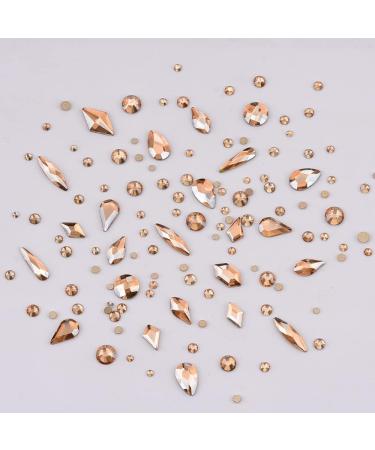 Golden Shadow Glass Nail Rhinestones & Loose Round Beads Set - 100pcs Flatback Rhinestones + 720pcs Diamond Mix Size Beads - Nail Art Supply - Buy Online on SooperMarket.com
