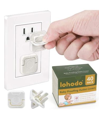 Outlet Covers Baby Proofing Socket Protectors Child Safety Plug Caps Difficult for Toddler to Remove Electric Shock Guard for US 3-Prong White 40 Pack 40 Count (Pack of 1)