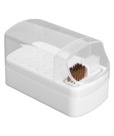 Nail Drill Bits Container Portable Acrylic Cover 30 Holes Nail Drill Bits Stand for Artist for Salon (White)