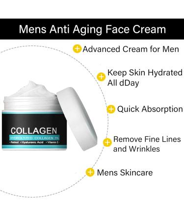 Collagen Night Cream for Men - Anti-Aging Face Moisturizer with Hyaluronic Acid & Vitamins E | Skin Tightening Wrinkle Cream - Buy Online on SooperMarket.com