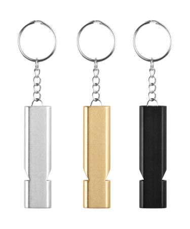 Colexy 3 pieces of trill pipe signal pipe according to emergency emergency pipe with key rings trill pipes metal emergency pipe trill pipe for school gym outdoor camping survival pipe