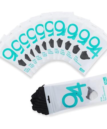 100 PCS Black KF94 Face Masks with Nose Clip - Breathable 4-Ply Disposable Dust Mask for Men & Women - Adjustable Earloop - Buy Online on SooperMarket.com