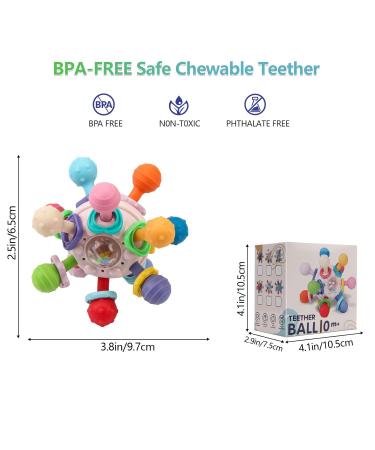 MyDova Silicone Baby Bite Toys | BPA-Free Gripping Ball Rattles for 0-9 Months | Perfect Baby Gift in Pink - Buy Online on SooperMarket.com