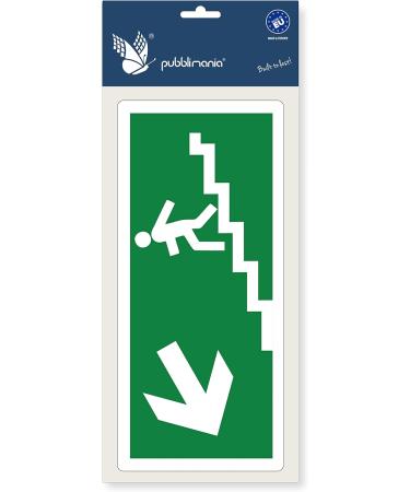 Buy Pubblimania Emergency Exit Sign - Robust PVC for Indoor & Outdoor Use (29 x 13 cm) - Stairs Left Exit Arrow - Buy Online on SooperMarket.com