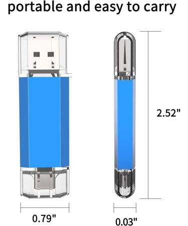 64GB USB C Flash Drive Alihelan 2 in 1 OTG Dual Type C Thumb Drive | USB 3.0 Pen Drive Memory Stick - Blue 64GB - Buy Online on SooperMarket.com