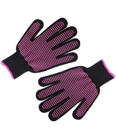 LEEQ 2 Pieces Heat Resistant Gloves Silicone Non-Slip Gloves for Hair Styling Curling Iron Fit All Hand Sizes (Rose red Silicone dots) - Buy Online on SooperMarket.com