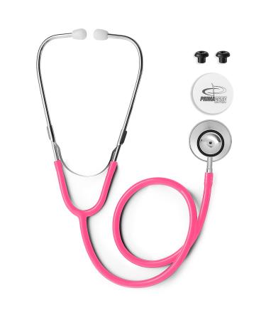 Primacare DS-9290-PK Adult Size 22 Inch Stethoscope for Diagnostics and Screening Instruments Lightweight and Aluminum Double Head Flexible Stethoscope Pink