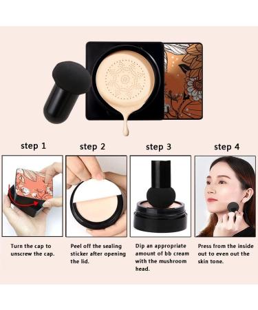 Mushroom Head Air Cushion BB Cream CC Cream Foundation + Makeup Sponge | Long-lasting, Waterproof, Natural Moisturizing Concealer - Buy Online on SooperMarket.com