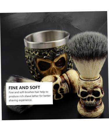 Buy Balacoo Skull Beard Brush Set - Men's Badger Shaving Brush & Mug | Premium Barber Tools for Facial Cleaning & Shaving Soap Bowl - Buy Online on SooperMarket.com