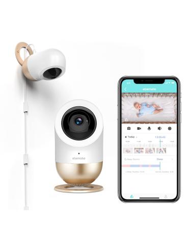 Ebemate 1080P Smart Baby Monitor Camera,AI Video Baby Monitor with HD Video & Audio No Glow Night Vision,Soft Night Light,Temp & Humidity Sensors & Two-Way Talk Audio Cam Baby Monitoring-U1 Plus