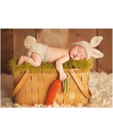 Newborn Baby Photography Prop Bunny Hat | Crochet Knit Easter Costume for Boys and Girls | Cute Christmas Photo Shoot Outfit | Multicolor | 0-3 Months - Buy Online on SooperMarket.com