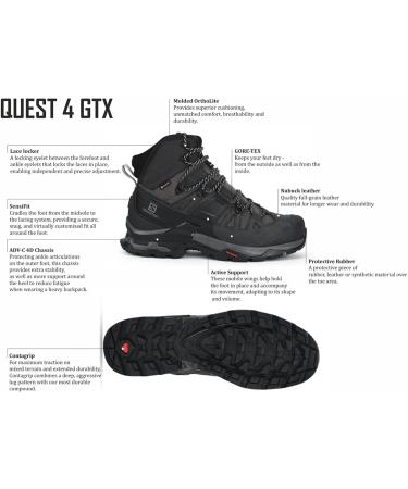 Salomon Quest 4 GTX High Rise Hiking Boots 9 - Magnet/Black/Quarry - Buy Online on SooperMarket.com