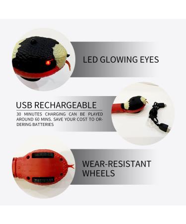 Smart Sensing Snake Cat Toy | Rechargeable & Realistic S-Shaped Moving Toy for Cats | Escape obstacles, Electro-Sensing Technology | Red - Buy Online on SooperMarket.com