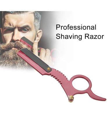 Manual Stainless Steel Men's Razor - Thumb Shape Straight Shaver for Facial Hair Removal (Red) - International Shipping Available - Buy Online on SooperMarket.com