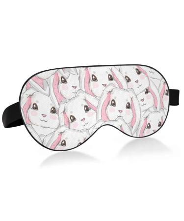 Haskirky Light Blocking Eye Mask Breathable and Adjustable Adult Men and Women Travel on Business Trips Yoga Meditation Light Smooth Comfortable Eye Mask Office Deep Sleep Goodies Cute Rabbits Patt