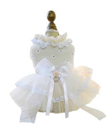 Bt Bear Small dog dress puppy skirt loop princess dress tutu rock wedding top dress for cats small dogs girls apricot size L Apricot