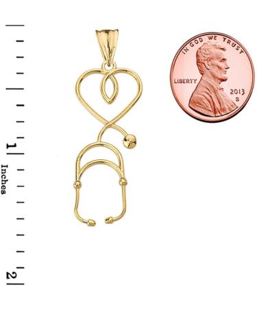 Fine 14k Yellow Gold Heart-Shaped Stethoscope Pendant | Elegant Medical Jewelry for Nurses & Doctors - Buy Online on SooperMarket.com