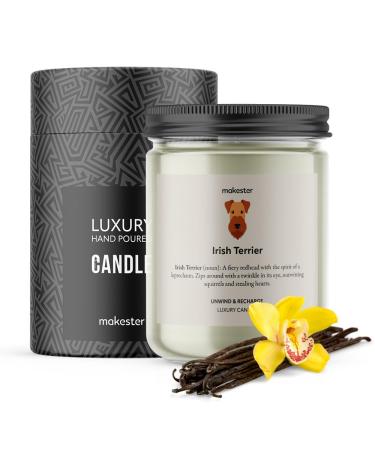 Irish Terrier Candle - 220g Soy Wax with Madagascan Vanilla Jasmine & Sugared Almond - Irish Terrier Gift - Dog Candles by Makester