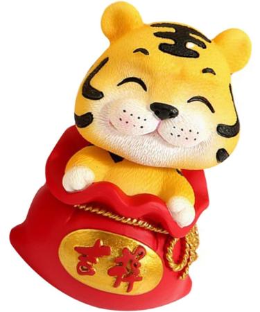 Beavorty 3 pcs year of the tiger bobble head ornament Resin Sculpture interior chinese zodiac lucky figurines good luck tiger car dashboard doll toy figure wild office God of Wealth bubble Red 1x3pcs 6X6X9.5CMx3pcs - Buy Online on SooperMarket.com