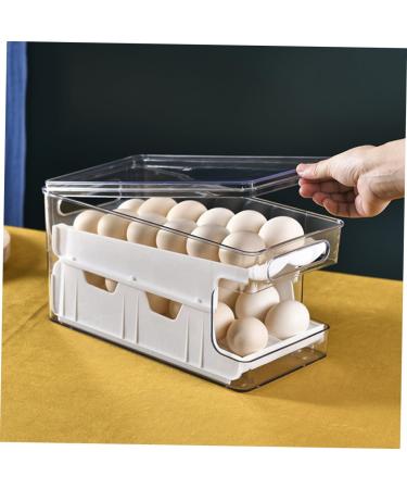 ORFOFE Box Egg Storage Box Eggs Plastic Bins with Tray Egg Tray for Refrigerator Egg Rack Double Layer - Buy Online on SooperMarket.com