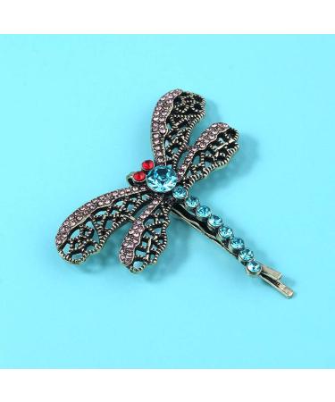 Vintage Rhinestone Dragonfly Hair Clips Set - Elegant Alloy Barrettes for Women - Buy Online on SooperMarket.com
