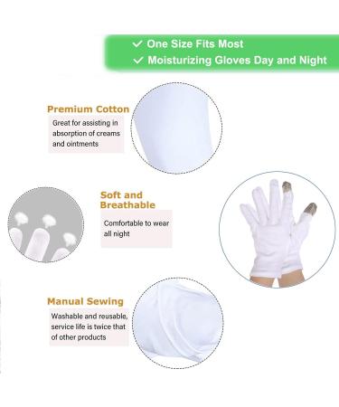 10 Pairs Moisturizing Touch Screen Gloves | Overnight Bedtime White Cotton | Premium Cloth Quality for Eczema, Dry Skin | Spa Therapy for Sensitive Irritated Skin | One Size Fits Most - Buy Online on SooperMarket.com