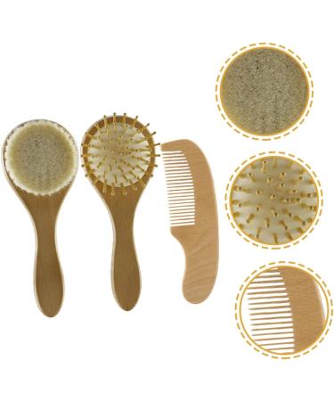 KOMBIUDA 1 Set Newborn Wooden Baby Hairbrush and Comb Cap | Natural Grooming Gift for Infants and Toddlers - Buy Online on SooperMarket.com