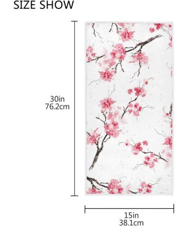 Pfrewn Cherry Blossoms Hand Towel 16x30 | Watercolor Pink Sakura Branch Bathroom Towel - Buy Online on SooperMarket.com