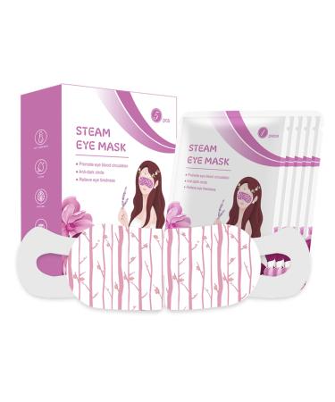 ProChosen 5 Packs Steam Eye Mask Warming Eye Mask Self Heating Eye Mask Sleep Mask Heated Eye Mask for Dry Eyes Fatigue Disposable Moist Hot Compress Eye Patch Great Gifts for Men Women (Lavender)