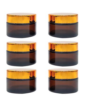 Bakiauli 6 pieces of cream can empty 50ml amber glass empty cream cans cosmetic container with screw cap and liner for cosmetics creams lotions