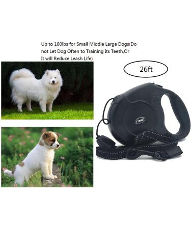 Retractable Dog Leads 26ft Pet Adjustable Leash for Small Medium Large Dogs Up to 49.8Kg (Black) - Buy Online on SooperMarket.com