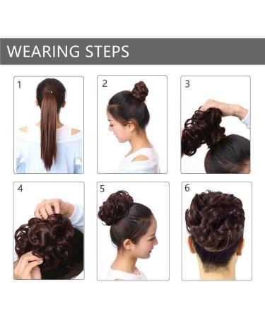 Golden & Bleach Blond Updo Ponytail Hair Extension | Messy Bun Scrunchie Curly Wavy Hairpiece for Women - 35g - Buy Online on SooperMarket.com