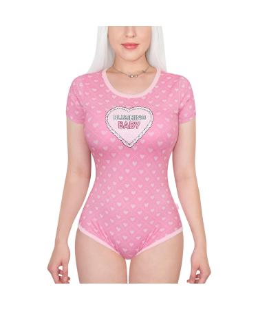 LittleForBig Cotton Romper Onesie Lace Pajamas Bodysuit - Blushing Baby Ruffle Butt Onesie Pink XS
