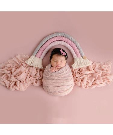 Newborn Photography Props Bundle: 4 PCS Handmade Knit Wrap Blankets Swaddle with Pearl Decor & Headbands - Snow Powder/Purple Gray - Buy Online on SooperMarket.com