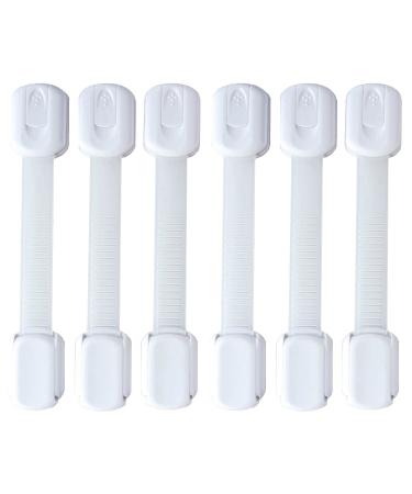 RENAISSANT 6 Pack-Child Safety Locks Baby Proof Cabinet Lock Adjustable Childproof Latches No Drilling Kids Proofing Safety Strap Latches for Cupboard, Drawer, Oven, Fridge, Toilet Seats