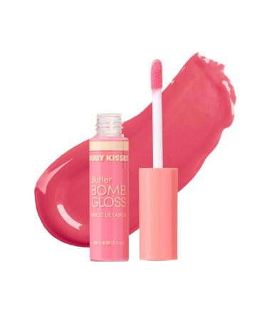 Ruby Kisses Lip Gloss Butter Bomb Gloss Non-Sticky Lip Gloss Vitamin E Natural Nude Lip Makeup - 7.8mL (0.26 US fl.oz) (Creampie)