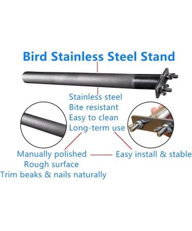 Litewood Stainless Steel Bird Perch Stand Cage Shelf for Parakeet Cockatiel Conure African Grey Macaw - 11.79x0.98inch - Buy Online on SooperMarket.com