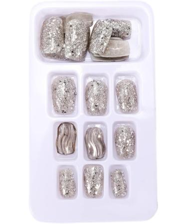 jayzee Natural False Nails Artificial Tip Manicure Phototherapy Nails Water Ripple Tablets Silver Gradient Color Nail Patch for Nail Art Salons and Home - Buy Online on SooperMarket.com