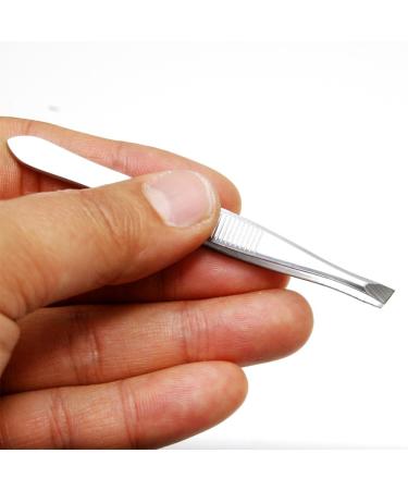 Luxxii Stainless Steel Tweezers Set - Slant Tip & Flat Point (3 Pack) for Hair Plucking and Eyebrow Grooming - Buy Online on SooperMarket.com