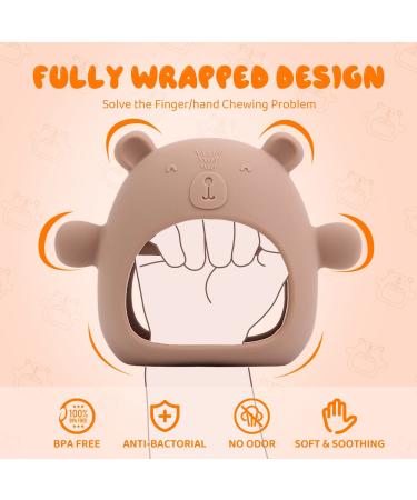 COZYPANDA Baby Teething Toys - BPA Free Bear Teether for Babies 0-6 Months - Teething Relief Pacifiers - Brown - Buy Online on SooperMarket.com